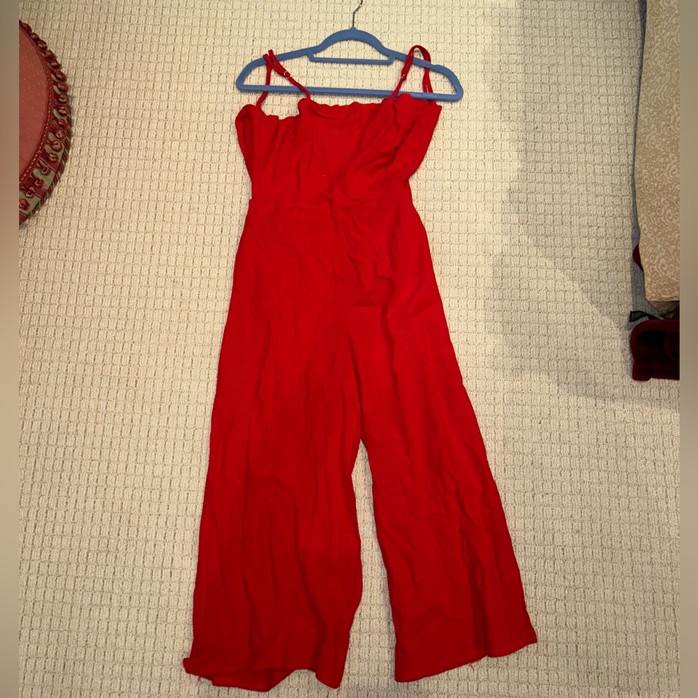Princess Polly Red Road to Nashville Tie Back Jumpsuit, Red, Size US 2